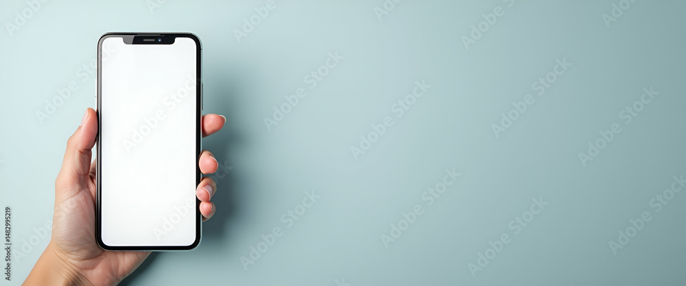 Poster photo realistic smartphone displaying a budgeting app interface on a plain background, ideal for fin