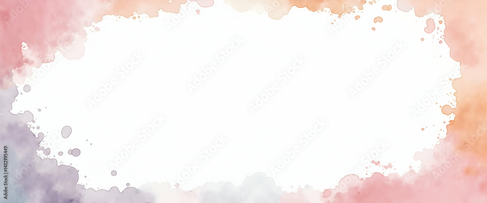 Poster artistic hand-drawn watercolor border with soft copy space for creative projects - ideal for text an