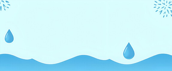 Blue Water Waves and Water Purifier Symbols Border with Copy Space for World Water Day Concept - Ideal for Messages on Water Purification and Sustainability