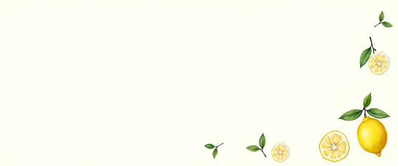 Watercolor Illustration of Lemon with Green Leaves and Juicy Lemon Wedge on White Background - Perfect for Food Art and Culinary Designs in Photo Stock Concept