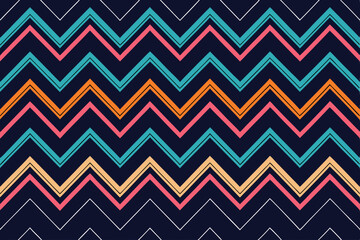 Create a bold, vibrant vector illustration of a zigzag chevron pattern featuring alternating colors.  High resolution, clean lines.