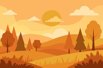 vector illustration of an autumn landscape
