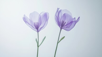 Obraz premium Colorful two spring flowers on white background. Wild flowers, spring grass seamless pattern 3d realistic. Minimal scene for model products, stage showcase, promotion display, 3D.