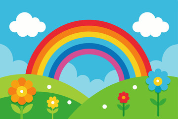 rainbow with flowers