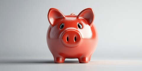 Bright red piggy bank sits on a smooth surface creating a cheerful atmosphere for savings