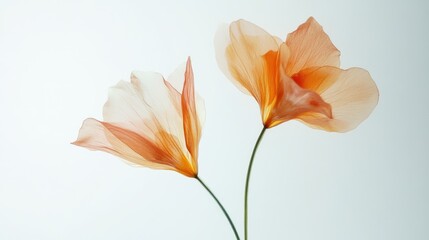 Colorful two spring flowers on white background. Wild flowers, spring grass seamless pattern 3d realistic. Minimal scene for model products, stage showcase, promotion display, 3D.