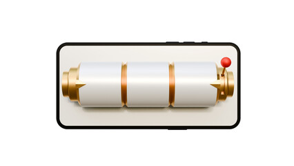 Mobile phone with slot machine on the screen. Smartphone slot casino wining. Smartphone with slot machine on the screen. 