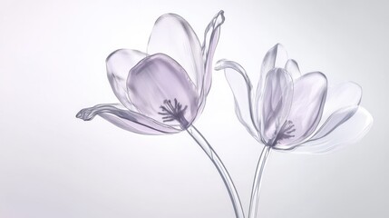 Naklejka premium Colorful two spring flowers on white background. Wild flowers, spring grass seamless pattern 3d realistic. Minimal scene for model products, stage showcase, promotion display.