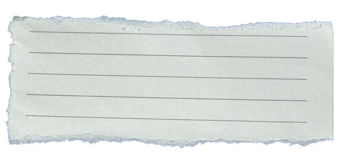Piece of ripped torn lined paper on transparent background, paper cut out design element