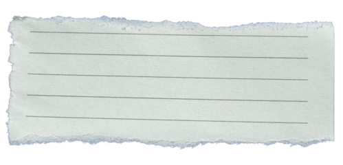 Piece of ripped torn lined paper on transparent background, paper cut out design element