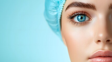 Close up Shot of a Cosmetic Surgeon Carefully Applying Numbing Cream Around the Patient s Eyes Before a Cosmetic Procedure Ensuring a Clear Copy Space for Design
