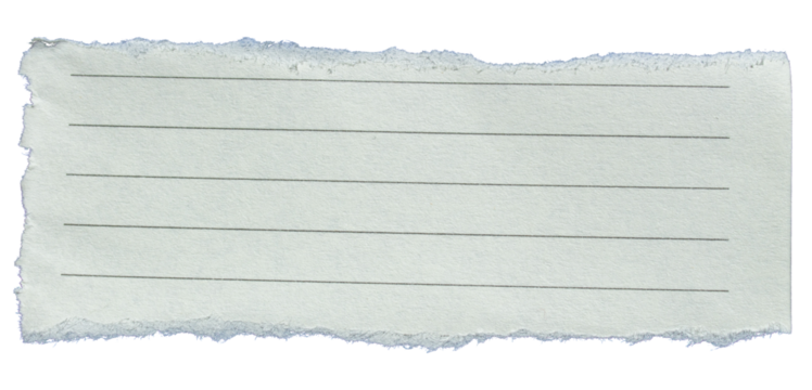Piece of ripped torn lined paper on transparent background, paper cut out design element