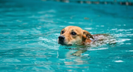 Dog swimming in pool