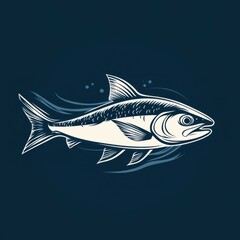 Fototapeta premium Detailed illustration of a fish swimming in deep water, showcasing intricate features and realistic shading techniques