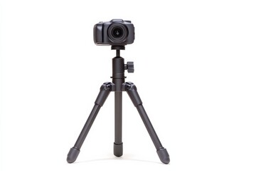 Compact digital camera mounted on a small tripod, ready for use. Perfect for vlogging or travel photography.