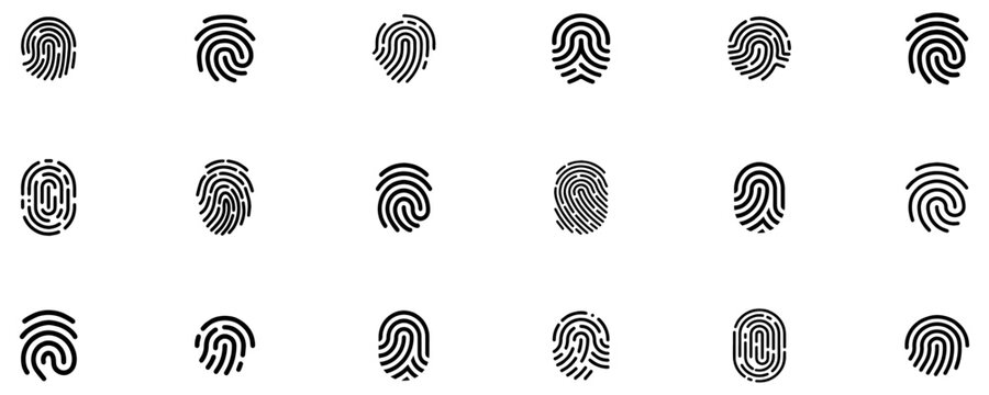 Fingerprint icon set. Fingerprint scanning icon sign. Fingerprint scanner icon. EPS 10