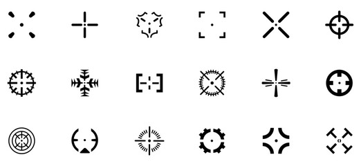 Target aim icons set. Sniper target aim shoot icon collection. Target cursor icon. Goal icon isolated on white background. Vector Illustration. EPS 10