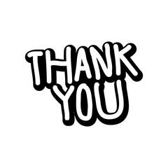 Thank You Word Art in Bold Black and White Style on White Background