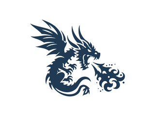 Flying Mythical Dragon Silhouette