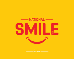 National Smile Day on yellow background, Typographic Design of National Smile Day, Vector Design of National Smile Day, National Smile Day Design
