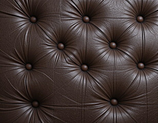 Fototapeta premium Elegant Leather Texture: Close-up of a luxurious brown leather surface, revealing detailed button tufting, evoking classic elegance and tactile appeal.