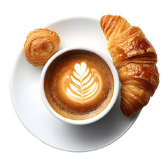 Coffee latte croissant breakfast food image