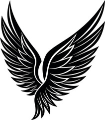 Obraz premium Angel Wing Silhouette Vector, Heaven-Inspired Black Silhouette.