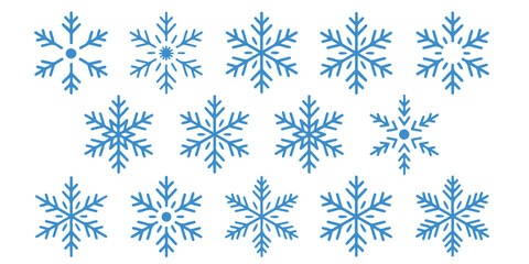 set of black vector various snowflakes silhouettes icon	