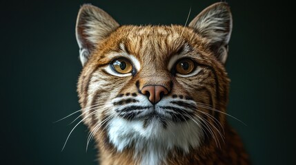 Close-up portrait of a wild bobcat with intense gaze and detailed fur