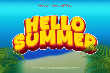 Hello summer editable 3D text effect