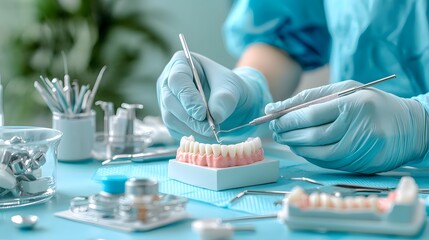 Close up Photograph of a Skilled Surgeon s Gloved Hands Carefully Executing a Precise Lip Lift Cosmetic Procedure Using Fine Surgical Instruments and Techniques