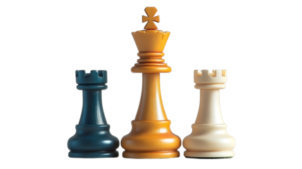 Chess figure piece for strategy board game isolated on transparent background, business Intellectual game.