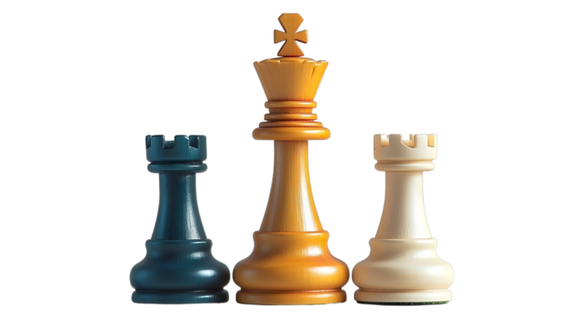 Chess figure piece for strategy board game isolated on transparent background, business Intellectual game.