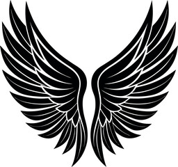 Angel Wing Silhouette Vector, Heaven-Inspired Black Silhouette.