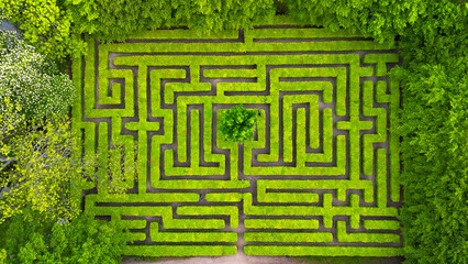 Aerial view of the park maze
