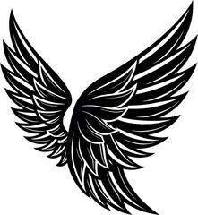 Angel Wing Silhouette Vector, Heaven-Inspired Black Silhouette.