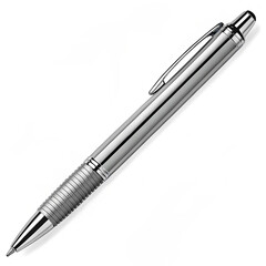 Retractable ballpoint pen with smooth ink flow on white background