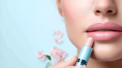 Close up Photograph of a Healthcare Professional Carefully Applying Numbing Cream to a Patient s Lips Before Administering a Cosmetic Injection in a Clean Sterile Medical Environment with Copy Space