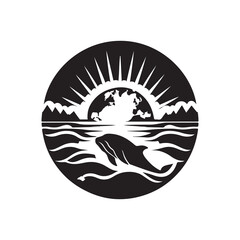 Obraz premium World Oceans Day Silhouette Vector Illustration, Solid White Background.
