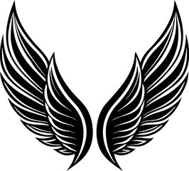 Angel Wing Silhouette Vector, Heaven-Inspired Black Silhouette.