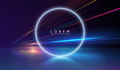 Light ring with neon color rays