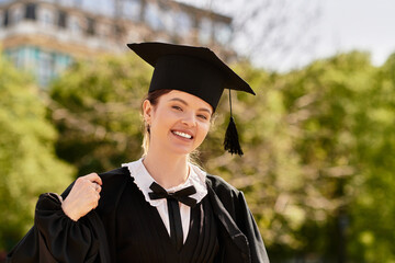 Celebrating achievement of a college graduate in a beautiful outdoor setting