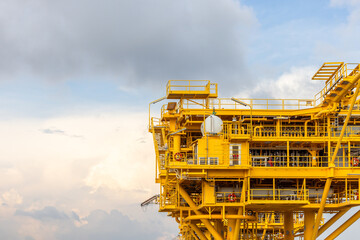 Offshore Oil and Gas production platform, Heavy duty marine engineering structure for energy and petrochemical industry, Offshore oil rig energy infrastructure marine engineering, Offshore platform.