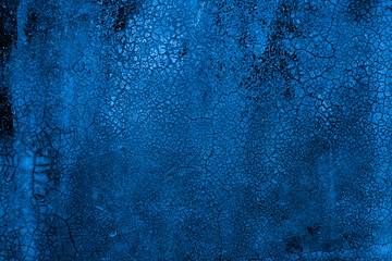 Old wall pattern texture cement blue dark abstract  blue color design are light with black gradient background.