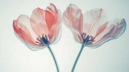 3D two spring flowers on white background. Wild flowers, spring grass seamless pattern 3d realistic. Minimal scene for model products, stage showcase, promotion display.