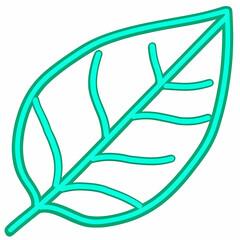 Fototapeta premium Teal leaf illustration; nature, plant, ecology, design, graphic, background, simple, icon, vector, website