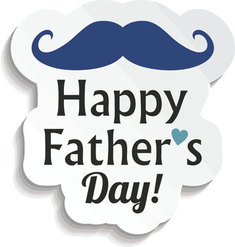 happy father's day sticker with mustache and heart vector illustration