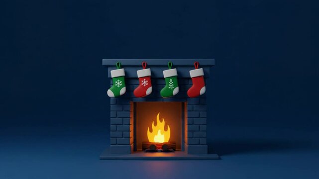 Holiday fireplace with stockings cartoon illustration graphic resource