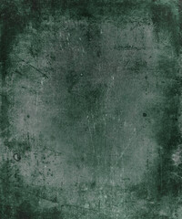 Dark green grunge distressed background, obsolete scary texture, old wall