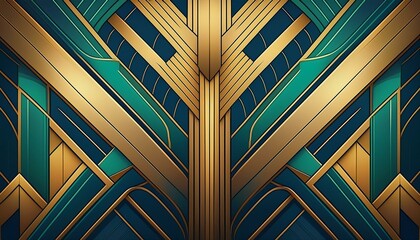 Obraz premium Abstract Gold and Teal Geometric Pattern